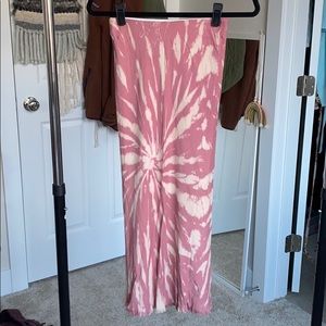Neutral tie dye mid skirt